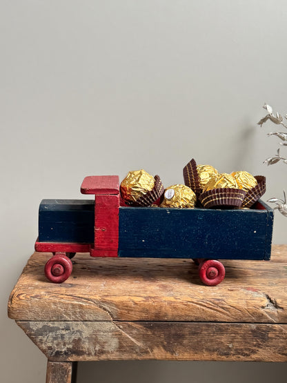 Vintage 1950s Handmade & Hand-Painted Wooden Toy Truck