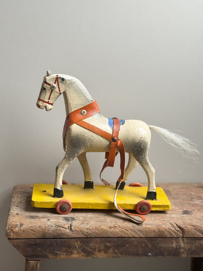 Antique Folk Art Pull Along Horse