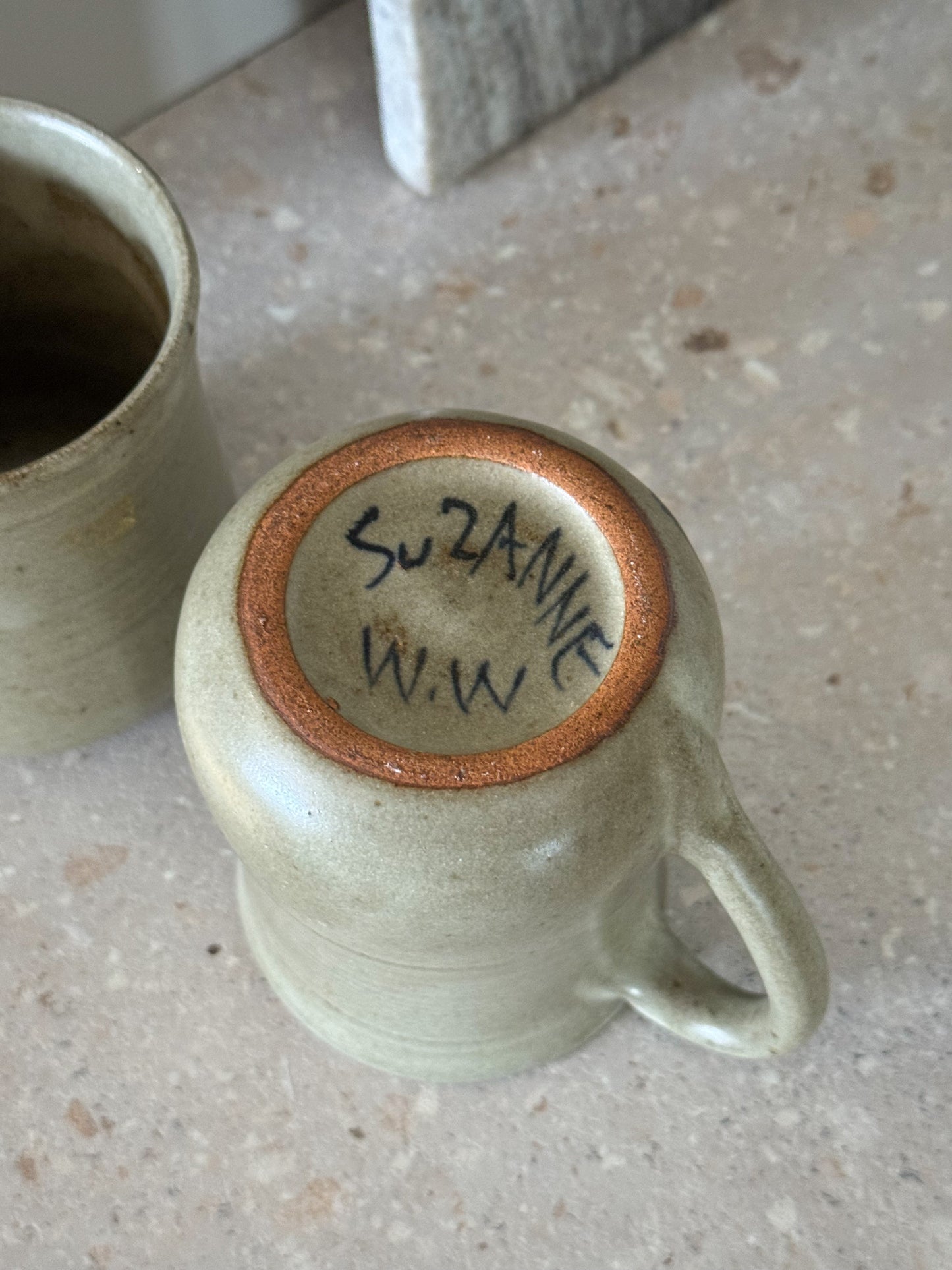 Vintage Studio Pottery Mugs by Suzanne W.W (Pair)