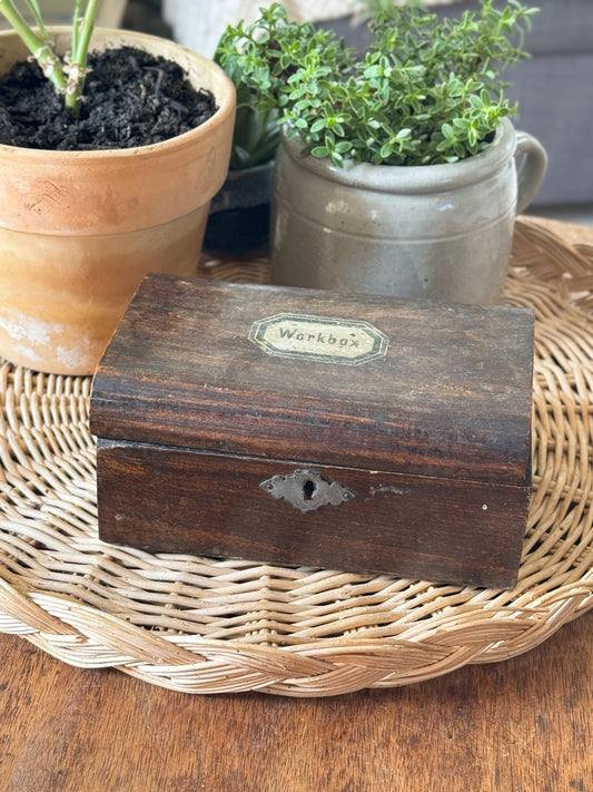 Antique Wooden Folk Art Workbox