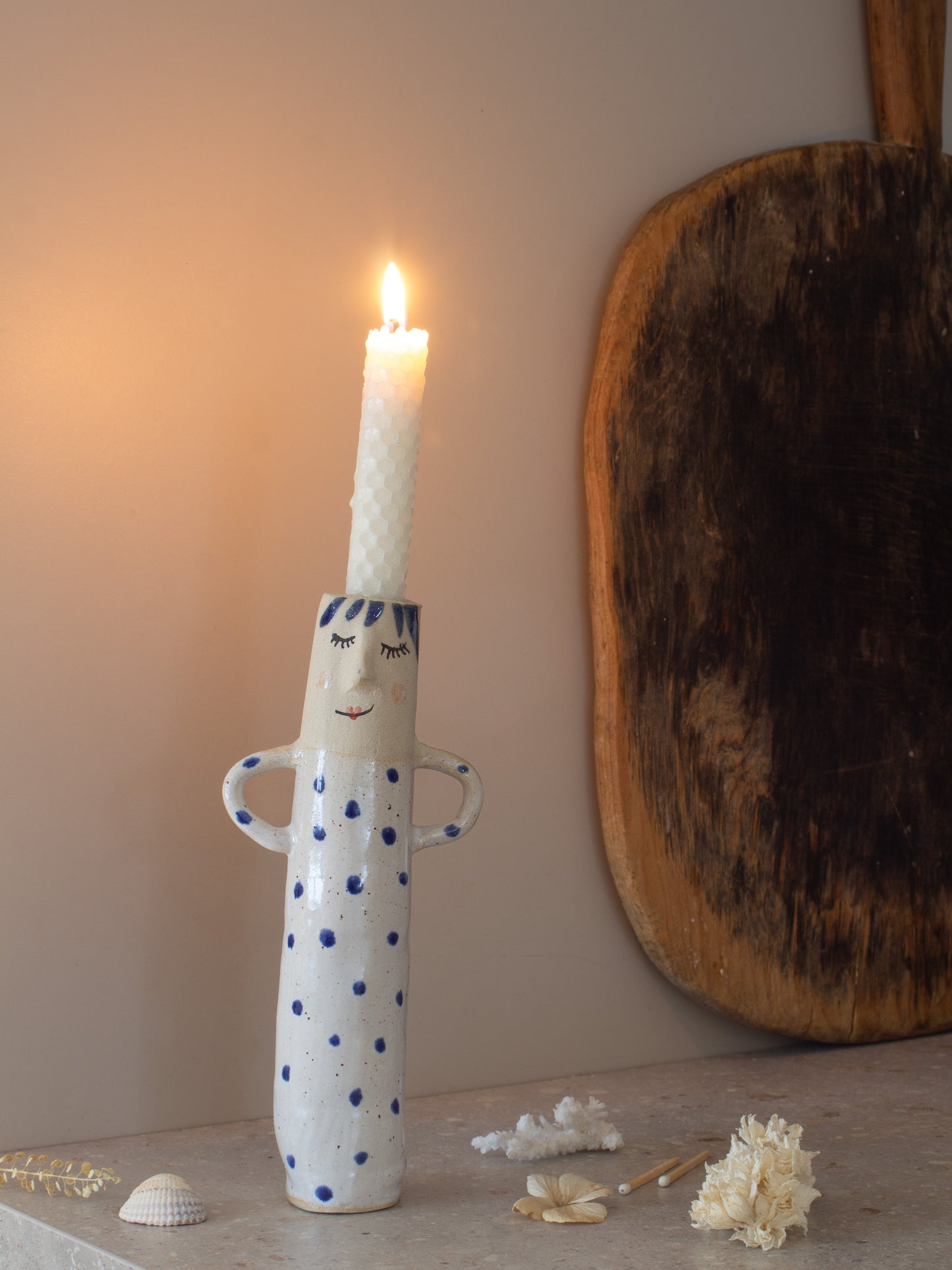 Contemporary Studio Pottery Wonky Lady Candle Holder / Bud Vase by Janet Dawes