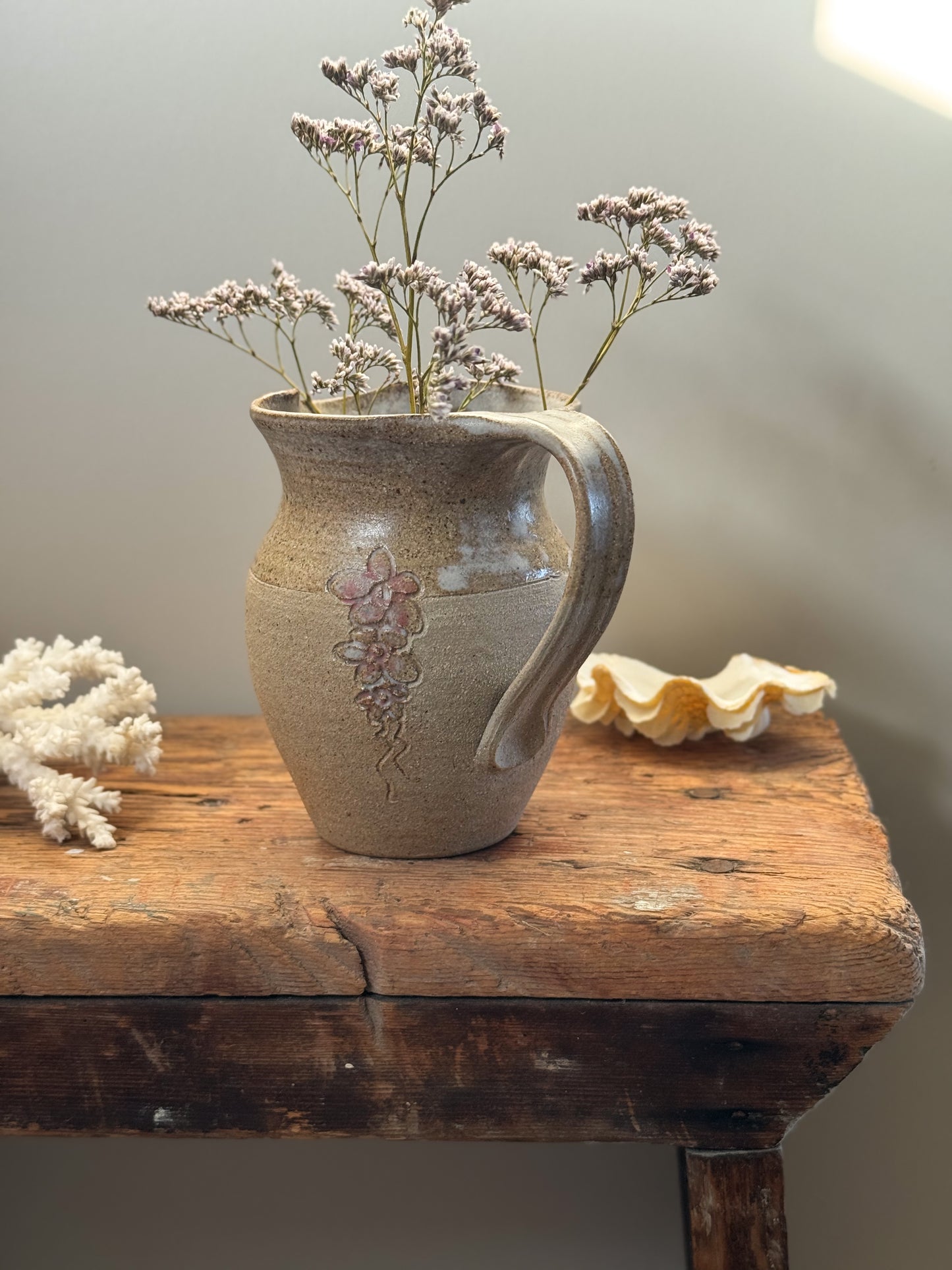 Vintage Studio Pottery Floral Jug