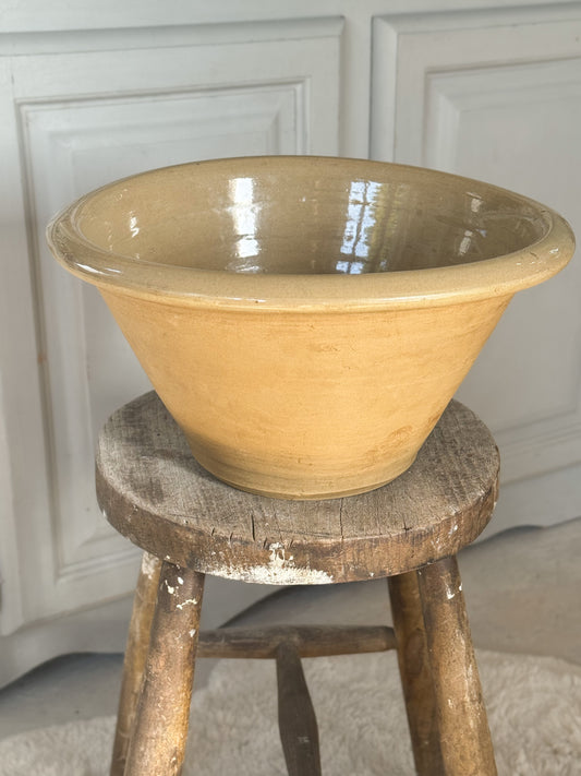 Antique Large English Clay Pancheon Bread Bowl