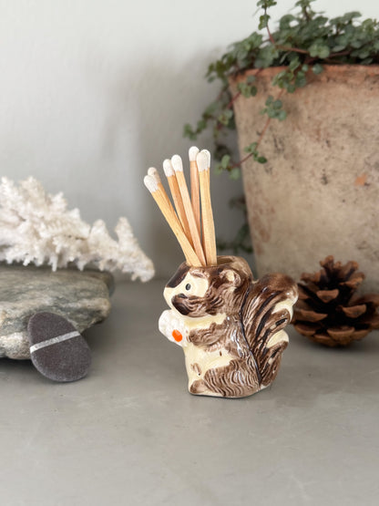 Vintage 1978 Enesco Ceramic Squirrel Match Holder