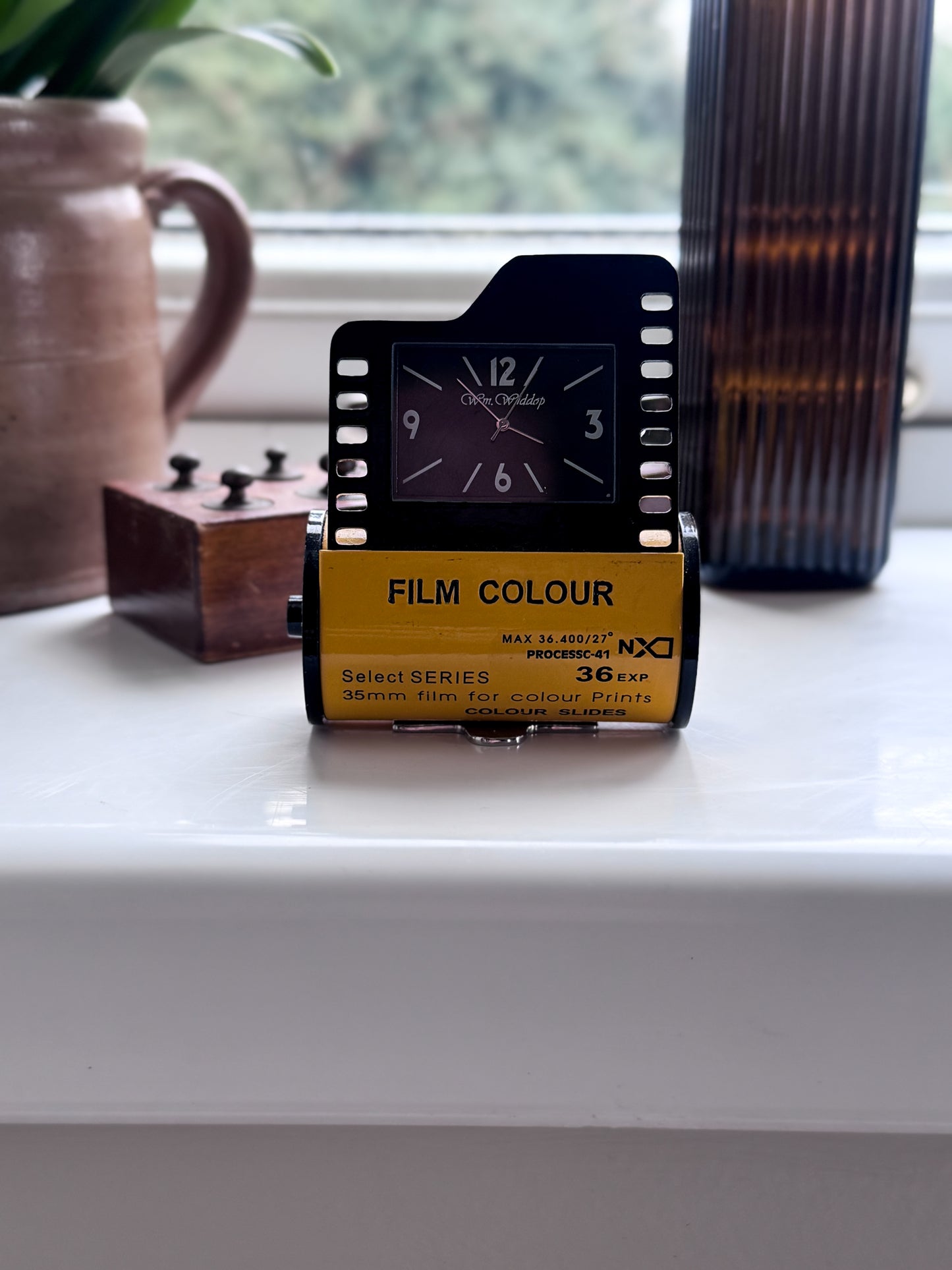 Rare Vintage 35mm Film Spool Desk Clock - Wm. Widdop (Fully Working)