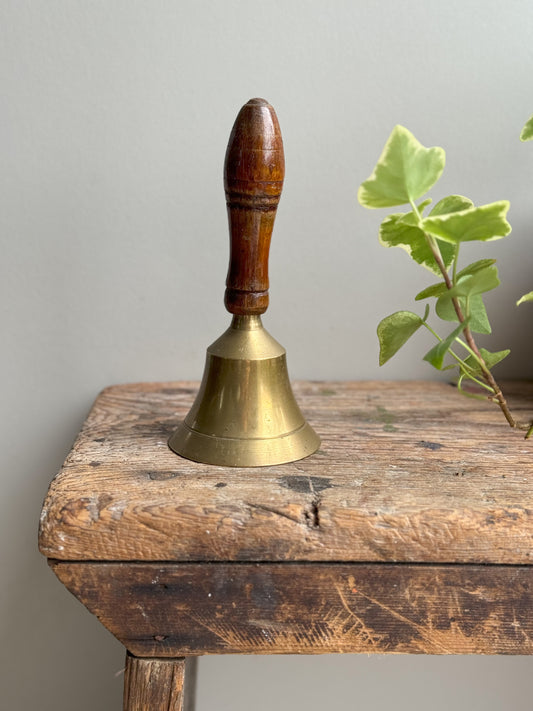 Vintage Hand Held School Bell with Wooden Handle