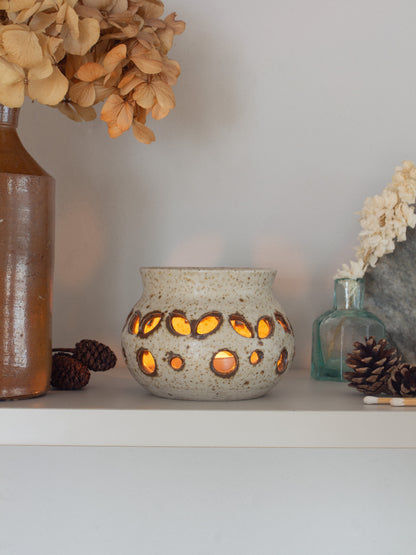 Vintage Studio Pottery Speckled Salt Glaze Tealight Holder