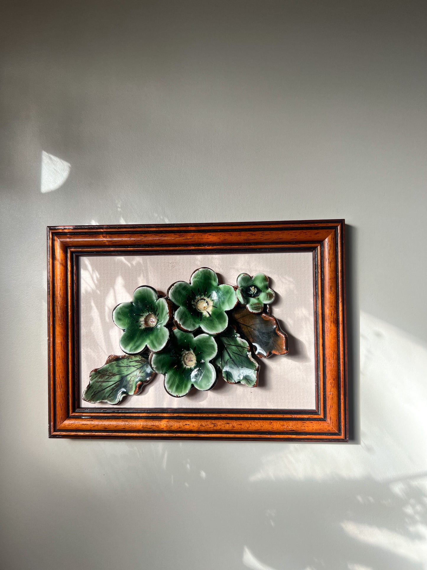 Framed Studio Pottery Snowdonia Primroses