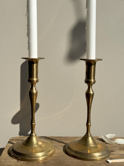 Tall Brass Candlestick Pair