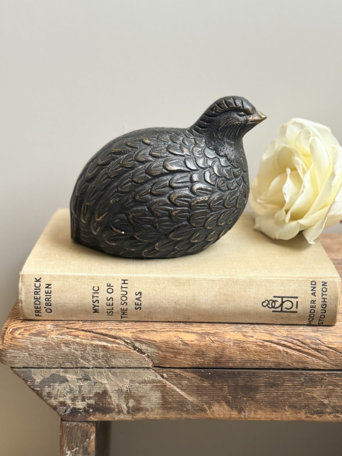 Vintage Solid Brass Quail