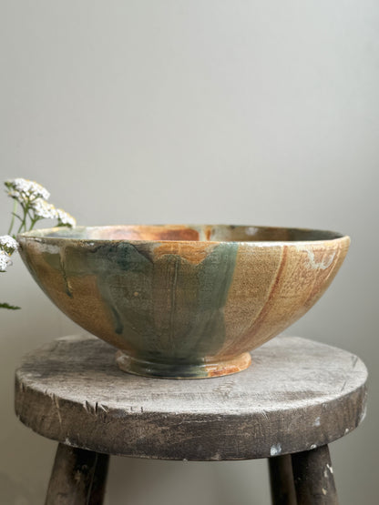 Welsh Studio Pottery Drip Glaze Pedestal Bowl