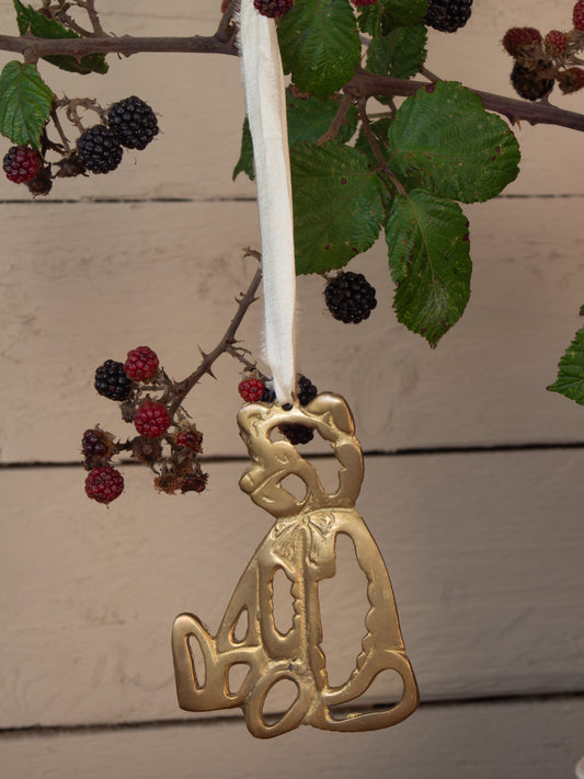 Vintage Solid Brass Christmas Decoration - Teddy Bear
