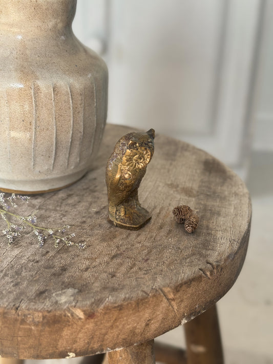 Vintage Solid Brass Miniature Owl