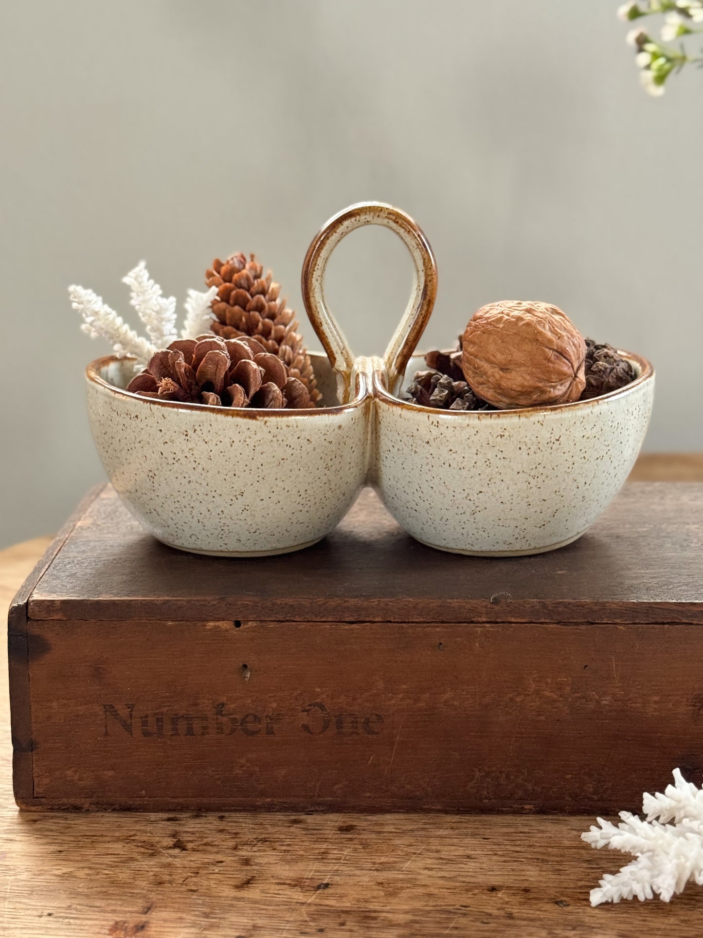 Vintage Speckled Studio Pottery Sectional Dish