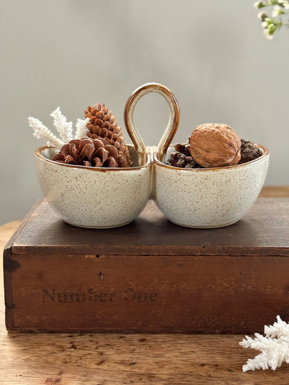 Vintage Speckled Studio Pottery Sectional Dish