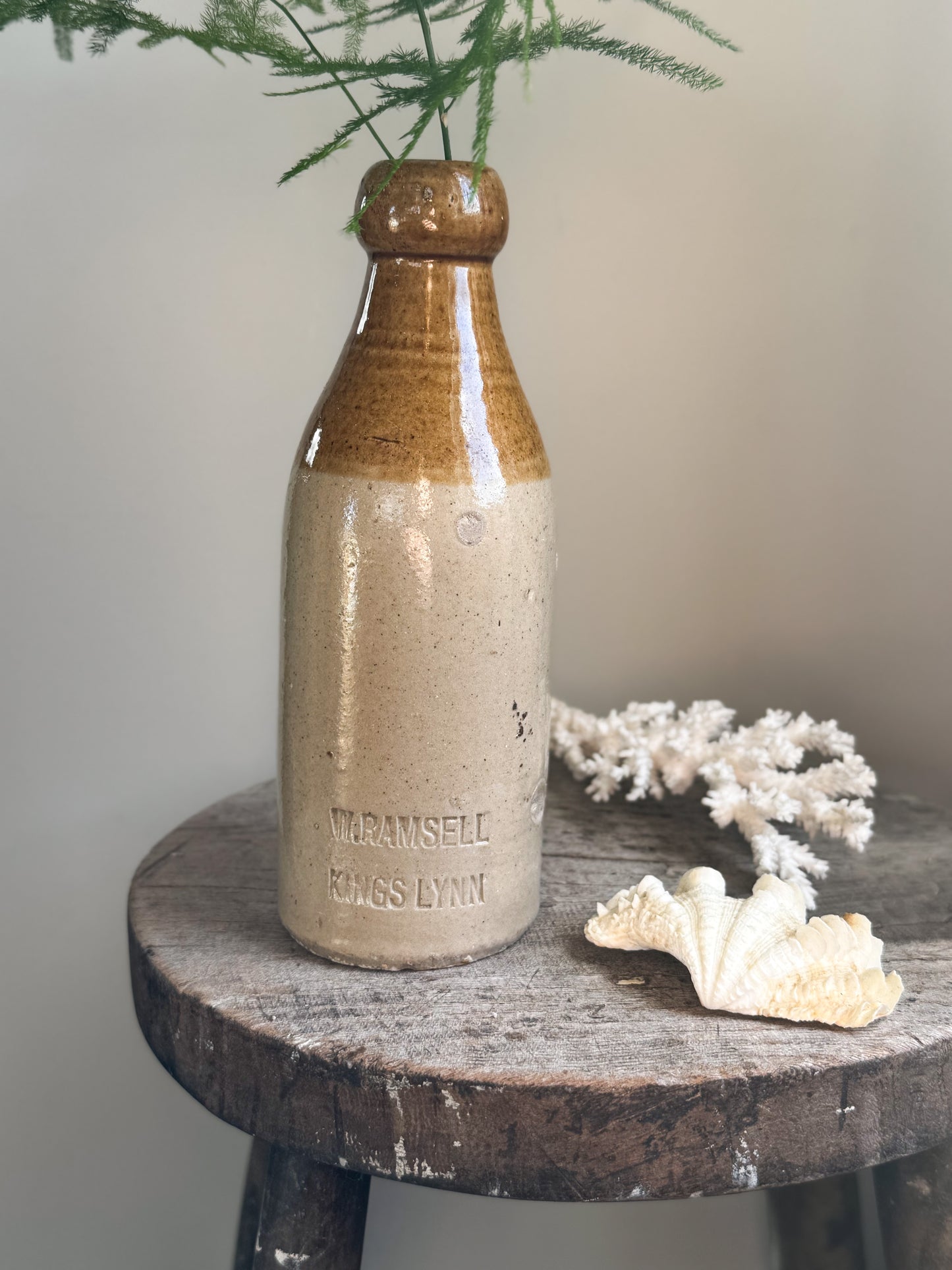 Antique Stoneware Ginger Beer Bottle - W. Ramsell, King’s Lynn