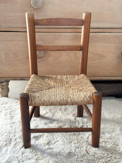 Vintage Wooden Child’s Chair with Rush Seat