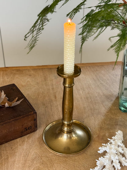Antique Solid Brass Candlestick with Drip Tray