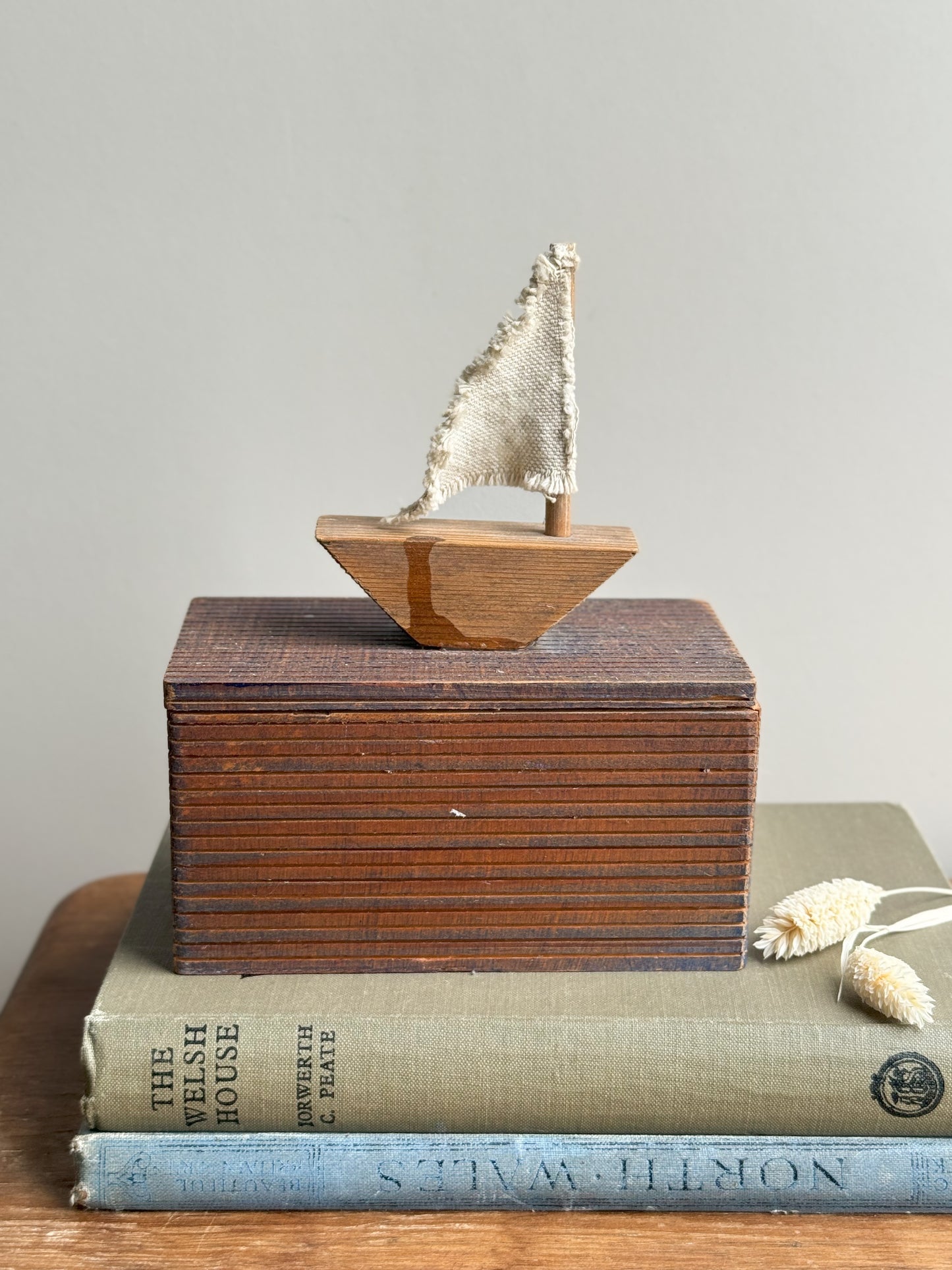 Vintage Handmade Folk Art ‘Little Boat’ Box