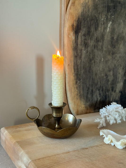 Vintage Solid Brass Scalloped Chamberstick