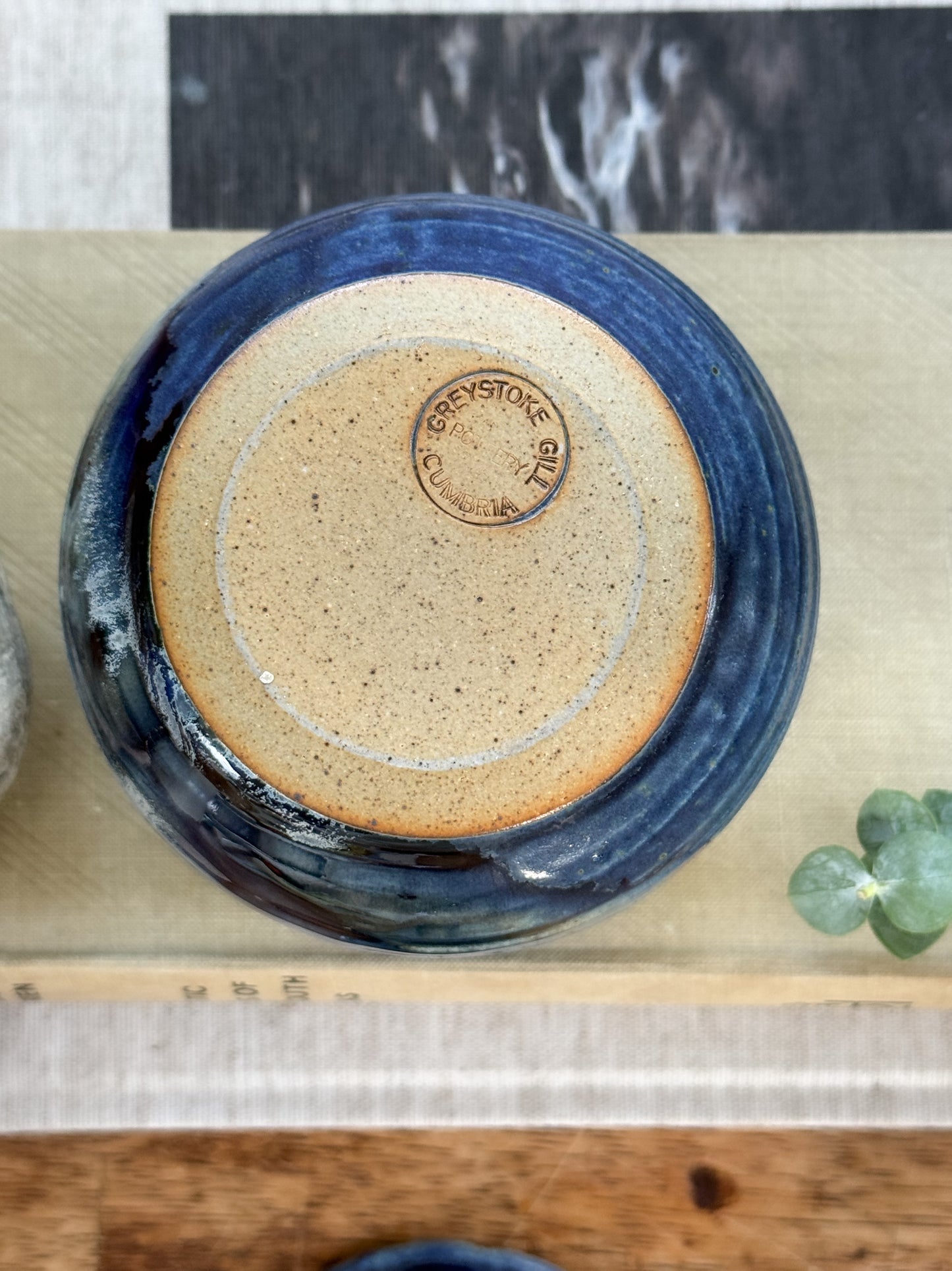 Vintage Greystoke Gill Pottery Blue Drip Glaze Lidded Pot by Robert Park