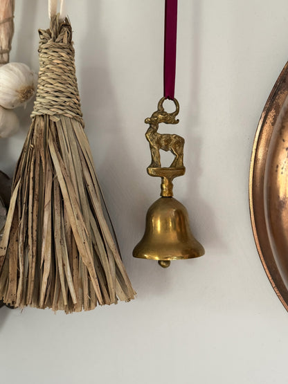 Vintage Solid Brass Stag Hanging Bell