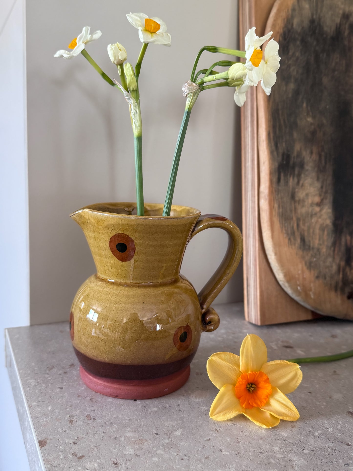 Vintage Welsh Studio Pottery Slipware Jug by Carol Wynne Morris, Conwy Pottery