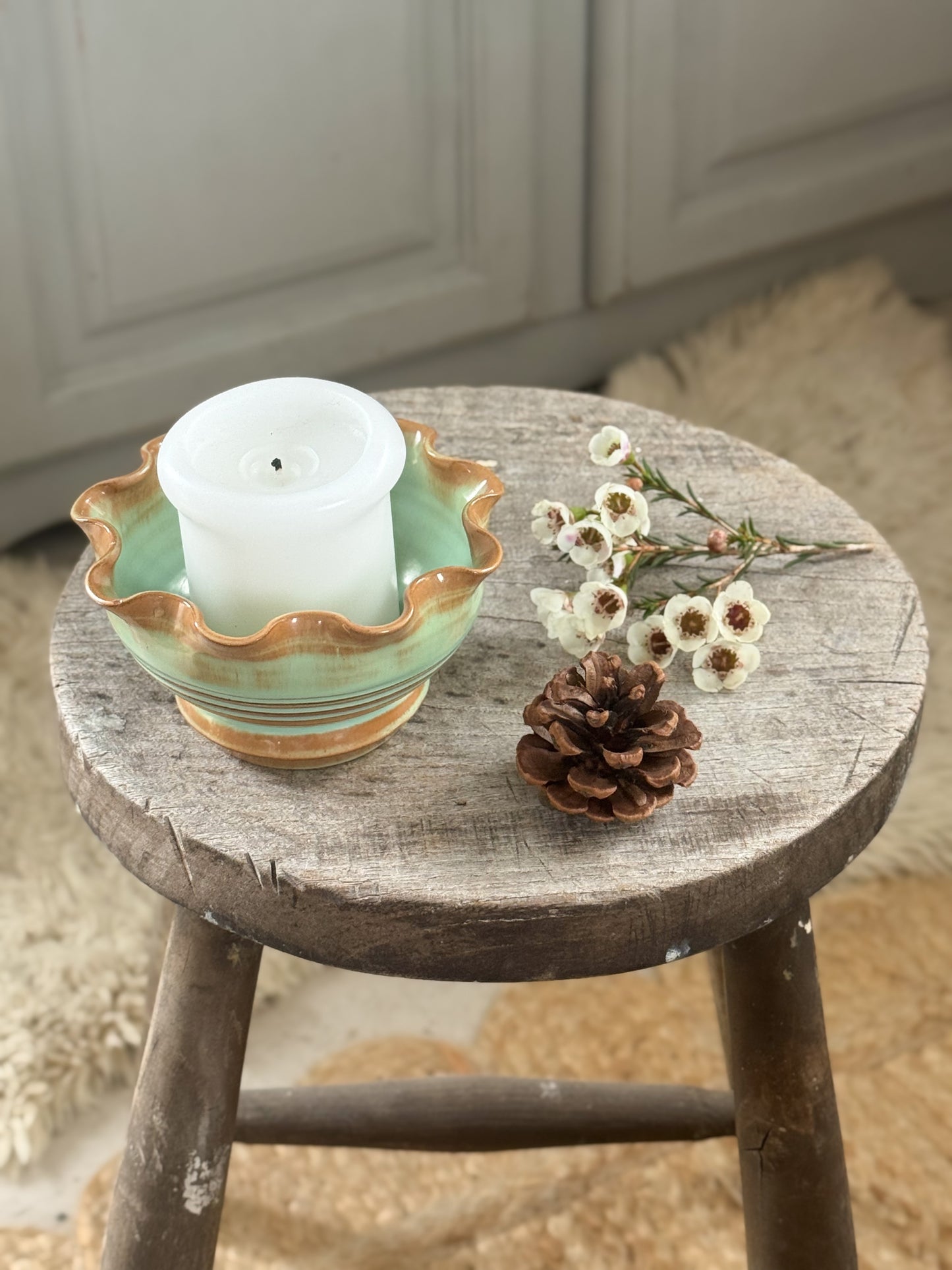 Vintage Prinknash Pottery Scalloped Edge Bowl