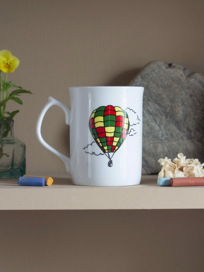 Vintage Fine Bone China Hot Air Balloon Mug • Made in England
