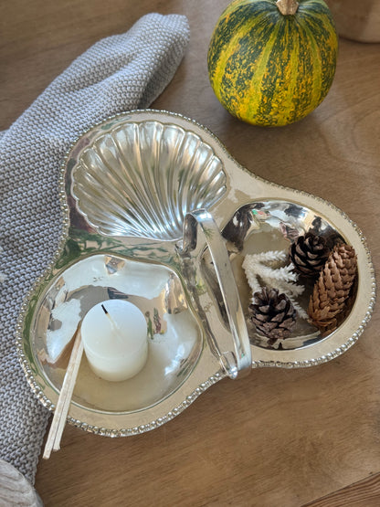 Vintage Yeoman Plate Silver-Plated Scalloped Shell Nibble Dish - Made in England