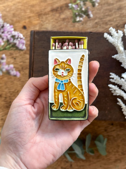 Vintage Studio Pottery Cat Matchbox Holder by Simanyi Ceramics