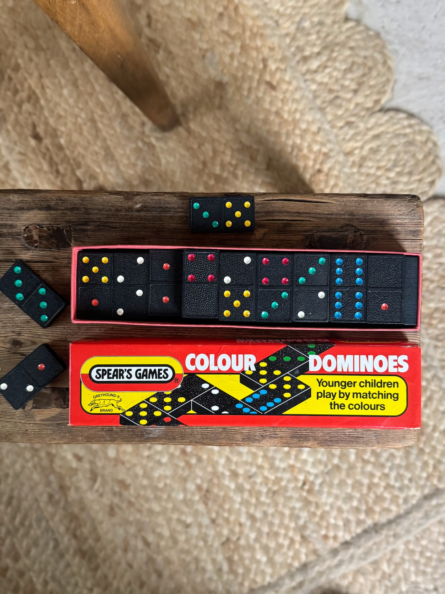 Vintage 1960s J.W Spear & Sons Colour Dominoes