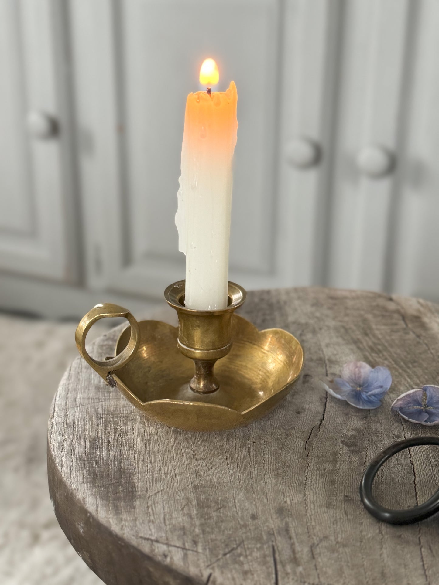 Vintage Solid Brass Scalloped Chamberstick