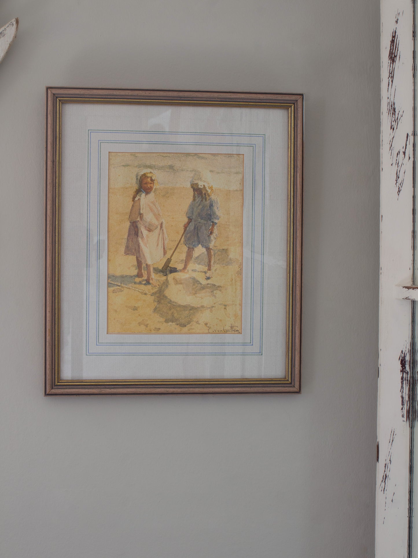 Vintage Edward Van Goethem Framed Watercolour Print (1994)