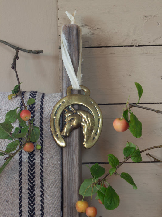 Vintage Brass Horse Brasses with Handmade Silk Ribbon | Multiple Options