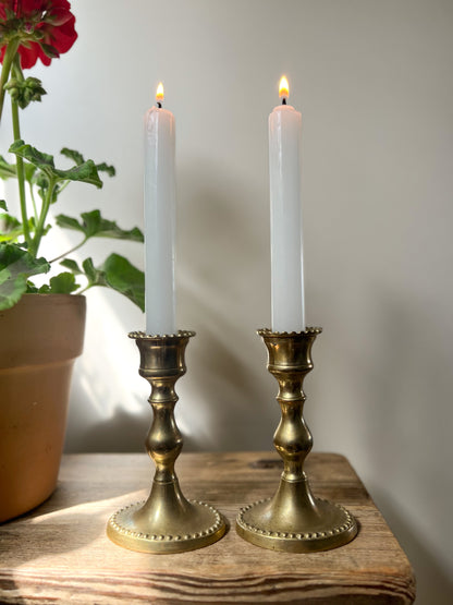 Small Brass Candlestick Pair