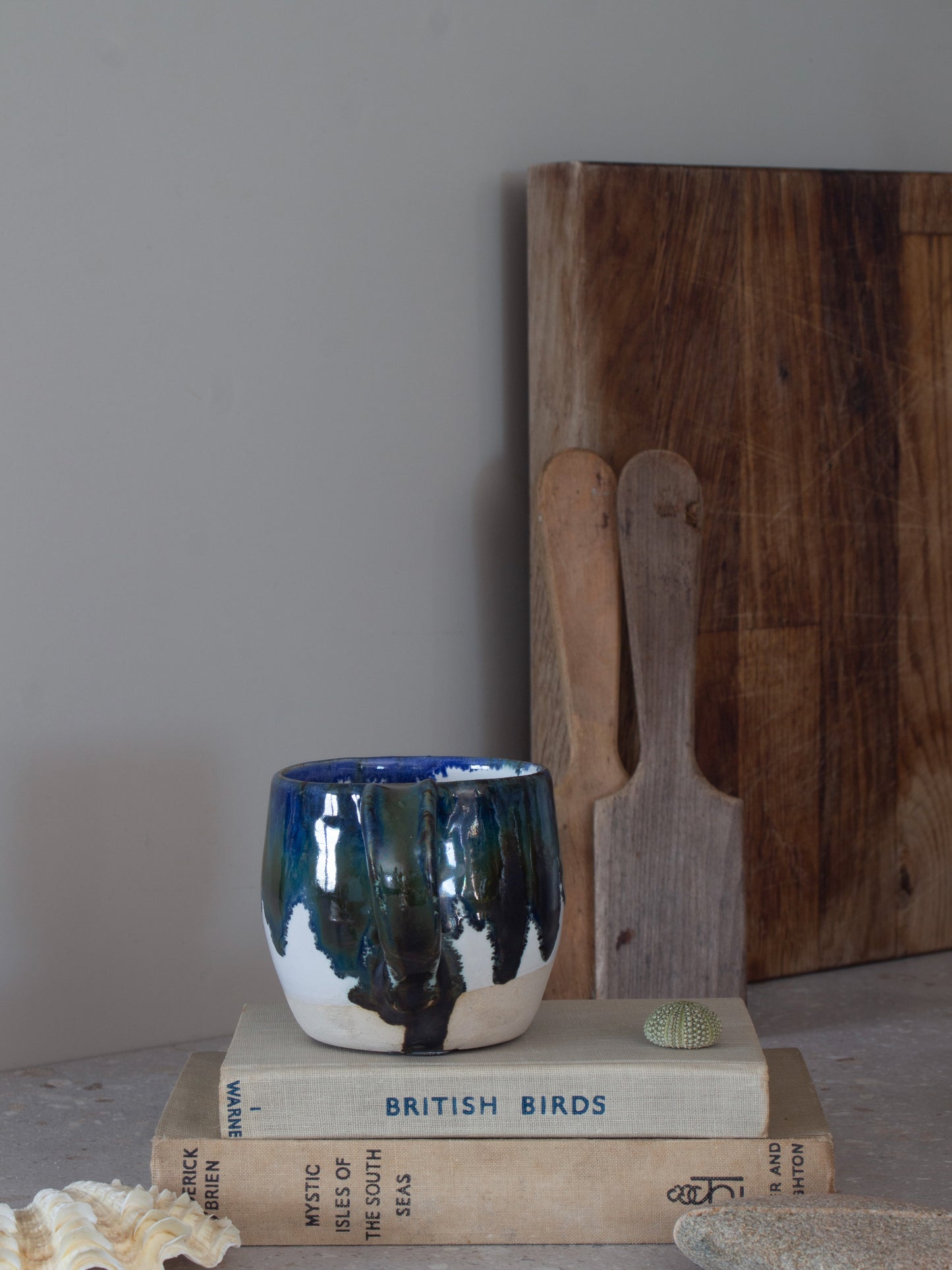 Vintage Blue & Green Drip Glaze Studio Pottery Mug