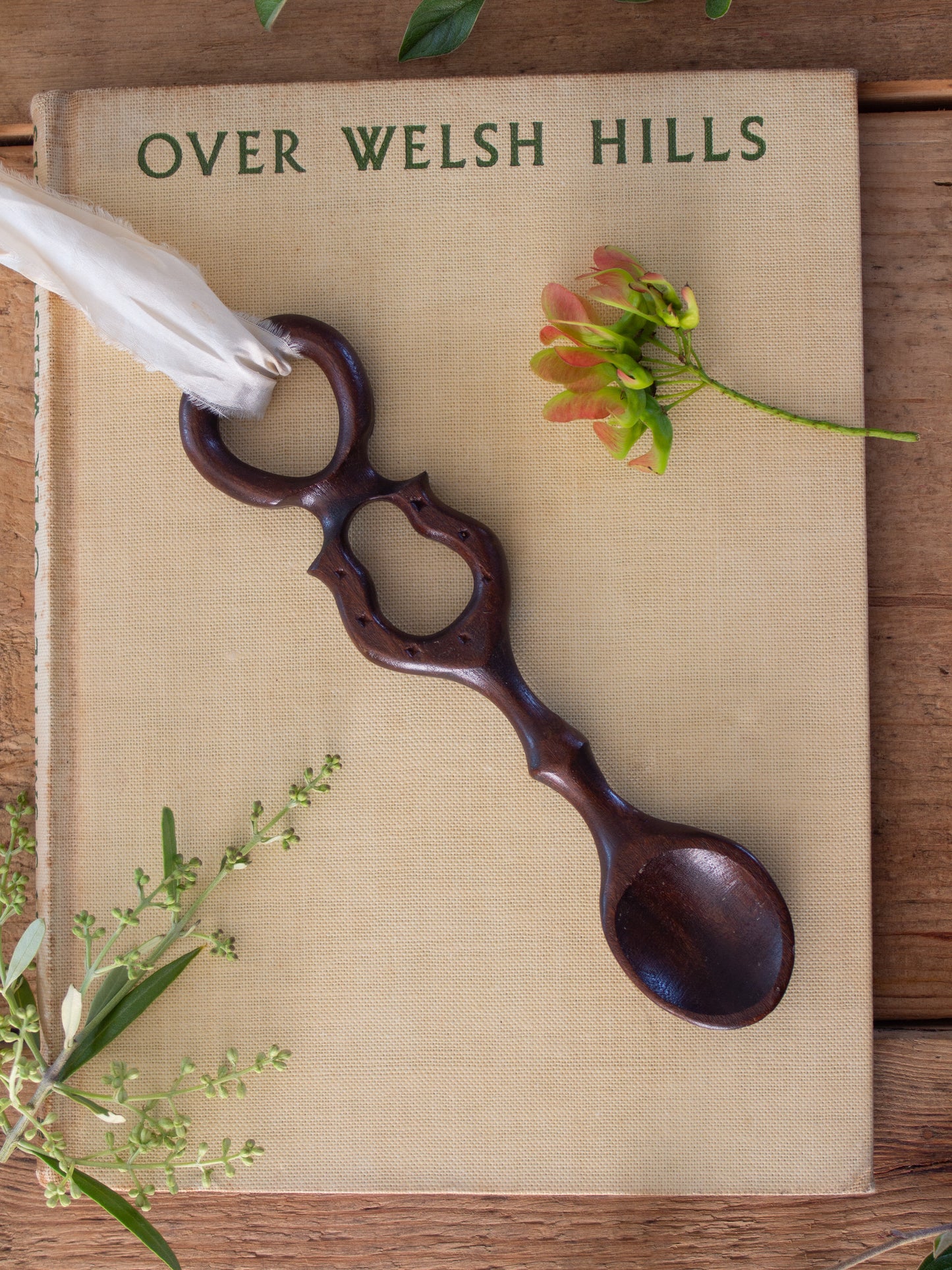 Vintage Hand-Carved Welsh Love Spoon
