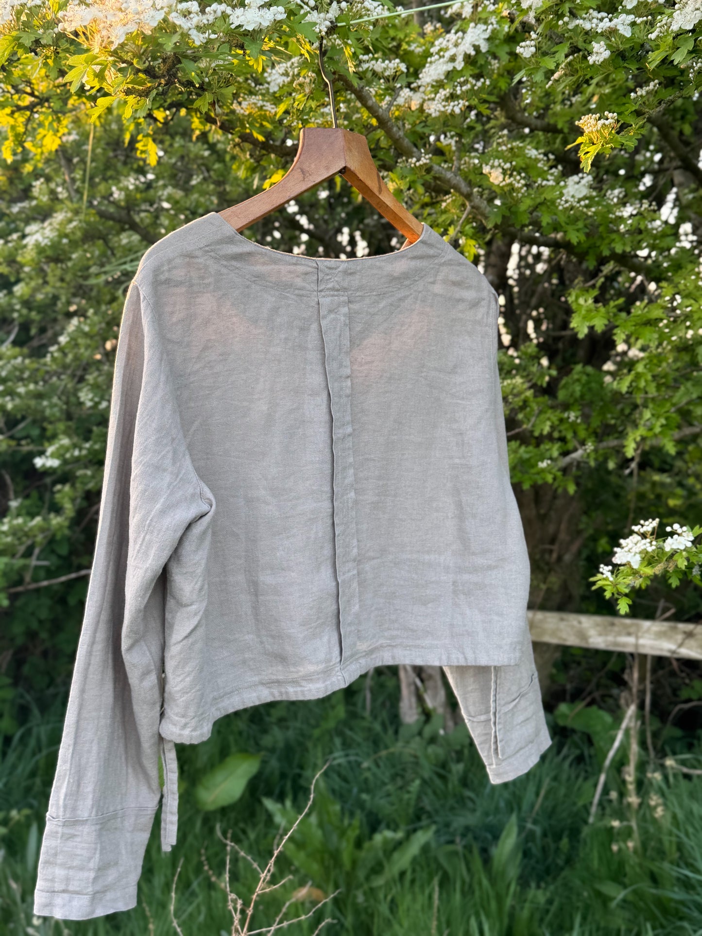 Vintage 1990s Cropped Stone Linen Jacket by Signature Experience (Size M)