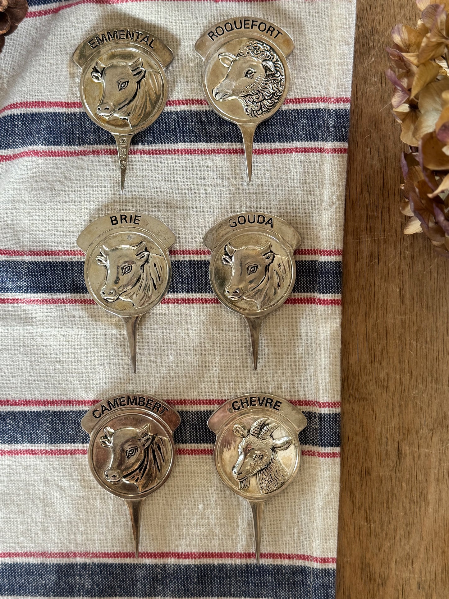Vintage French Silver-Plated Cheese Markers by Silea - Set of Six