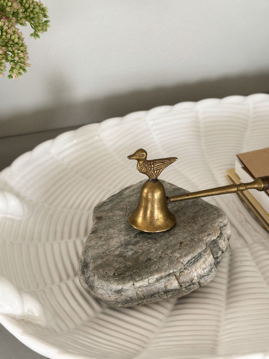 Vintage Brass Bird Candle Snuffer with Wooden Handle