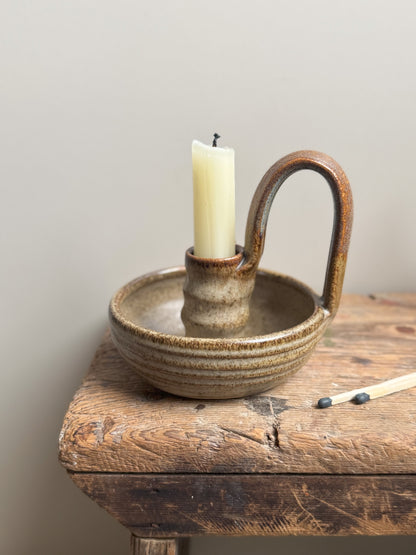 Vintage Studio Pottery Chamberstick by Canterbury Pottery