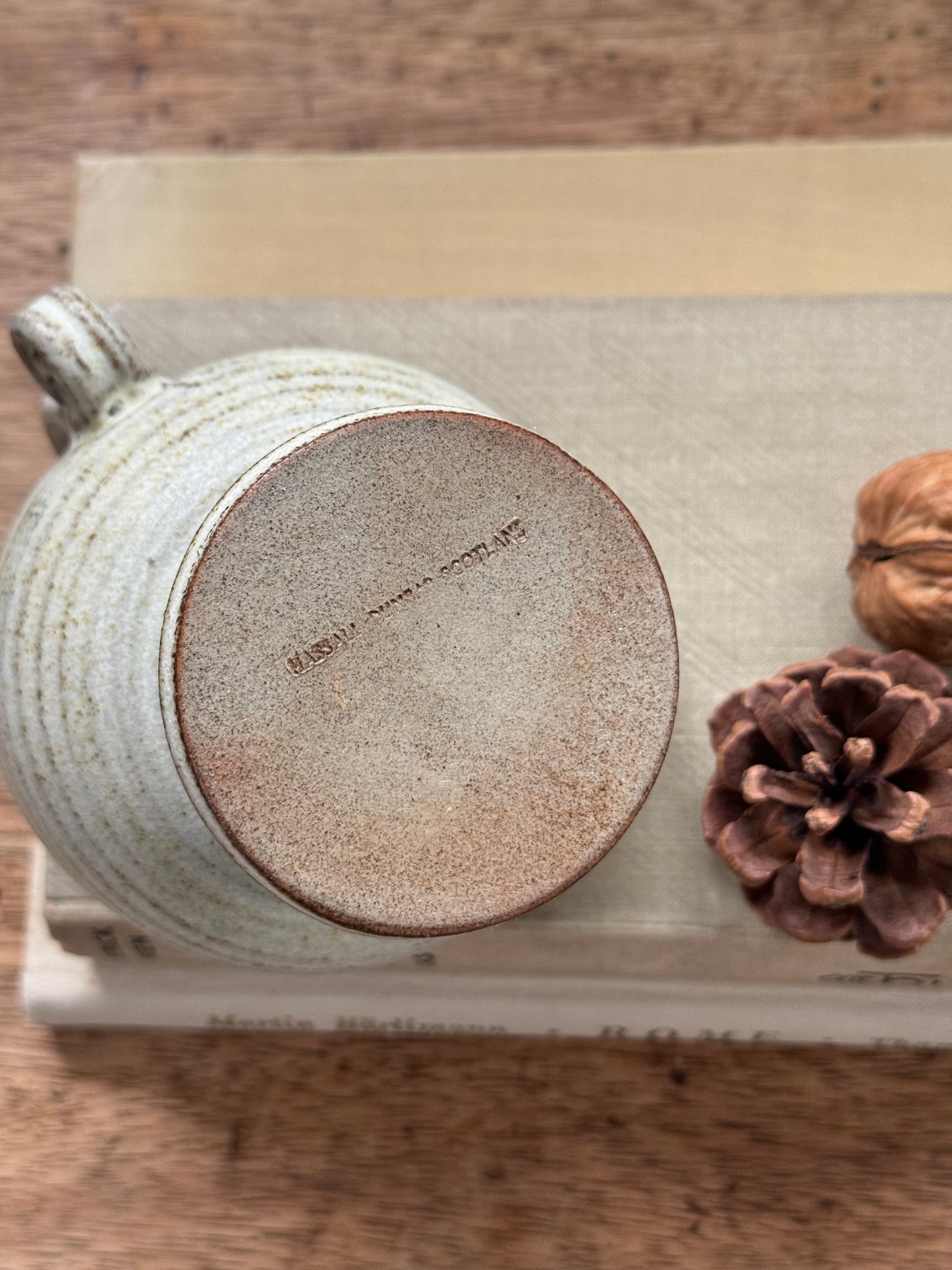 Vintage Studio Pottery Pedestal Chamberstick with Looped Handle - Hassall Dunbar, Scotland