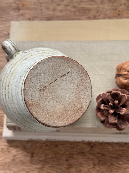 Vintage Studio Pottery Pedestal Chamberstick with Looped Handle - Hassall Dunbar, Scotland