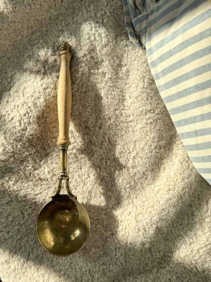 Antique Brass & Wood Large Ladle