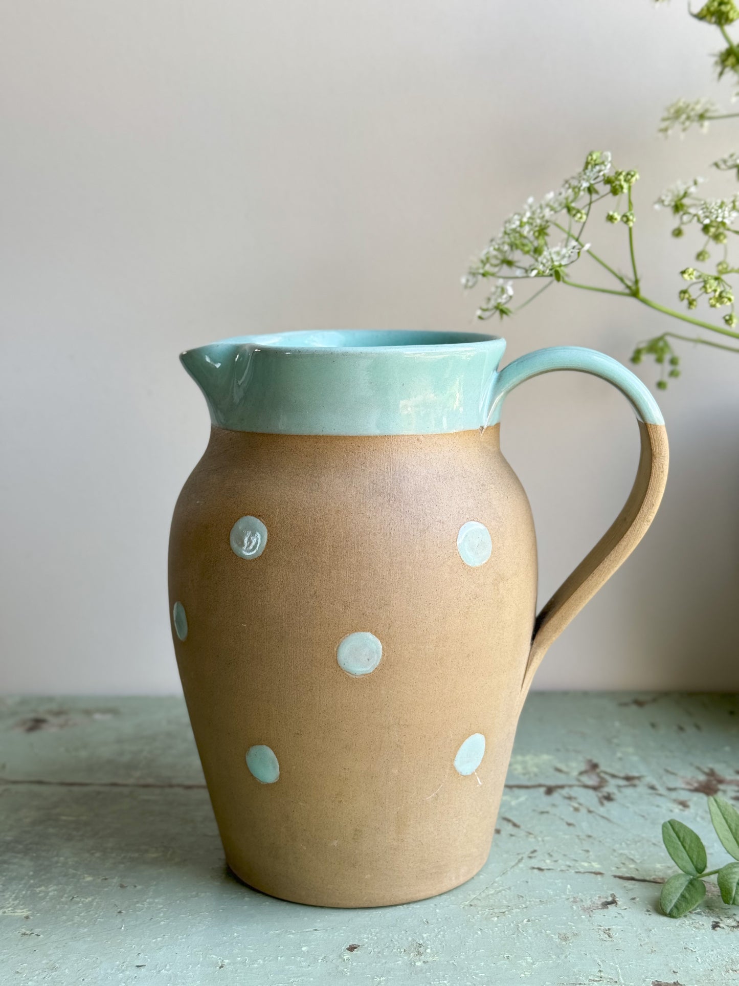 Vintage Polka Dot Slipware Jug