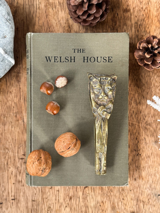 Antique Solid Brass Cat Nutcracker with Bow Tie