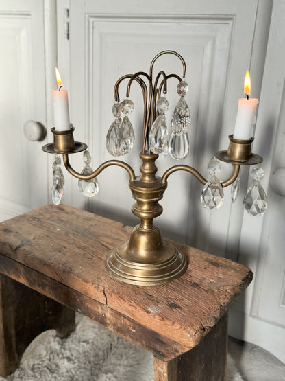 Vintage Laura Ashley Brushed Brass French Girandole Style Candelabra