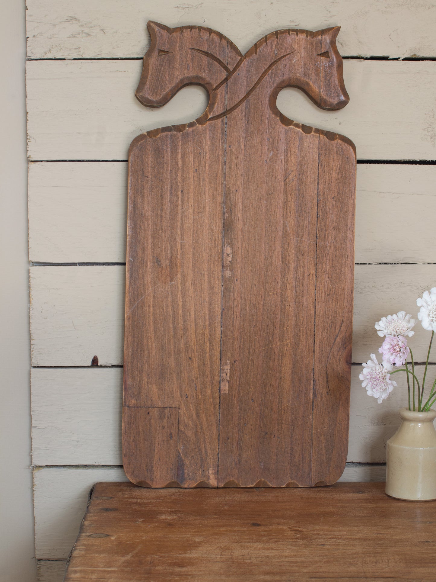Vintage Hand-Carved Folk Art Horse Chopping Board