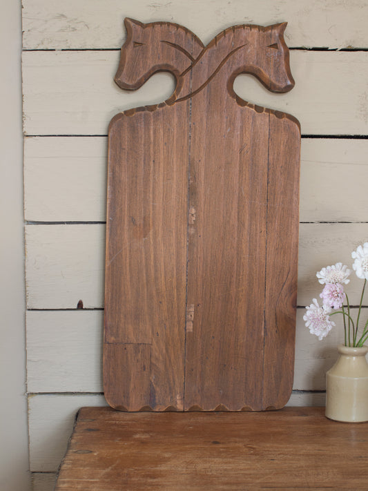 Vintage Hand-Carved Folk Art Horse Chopping Board